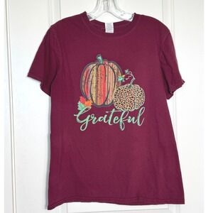 Grateful Pumpkin T-Shirt Gildan Softstyle‎ Burgundy Fall Graphic Tee